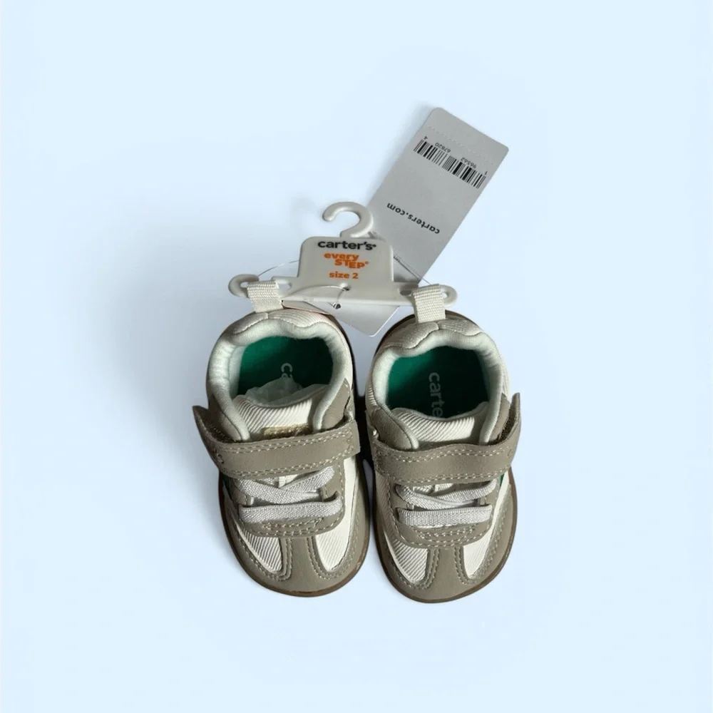 Carter's baby sneakers size 2 (3-6 months) white khaki